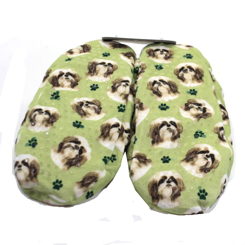 Comfies نعال شih Tzu تان فائقة النعومة - E&S Pets - هدايا شih Tzu - نعال منزلية مريحة - قاعدة غير قابلة للانزلاق - مقاس واحد يناسب معظم الأحجام - نعال شيربا - هدايا لعشاق الحيوانات الأليفة للرجال والنساء - Image 2